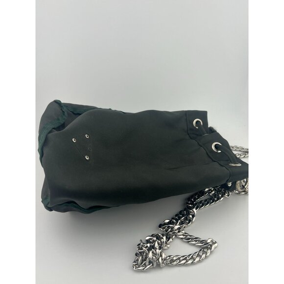Authentic Prada Bucket Drawstring Pouch Bag Nero Nylon Vintage Dark Green Handba - Picture 13 of 15